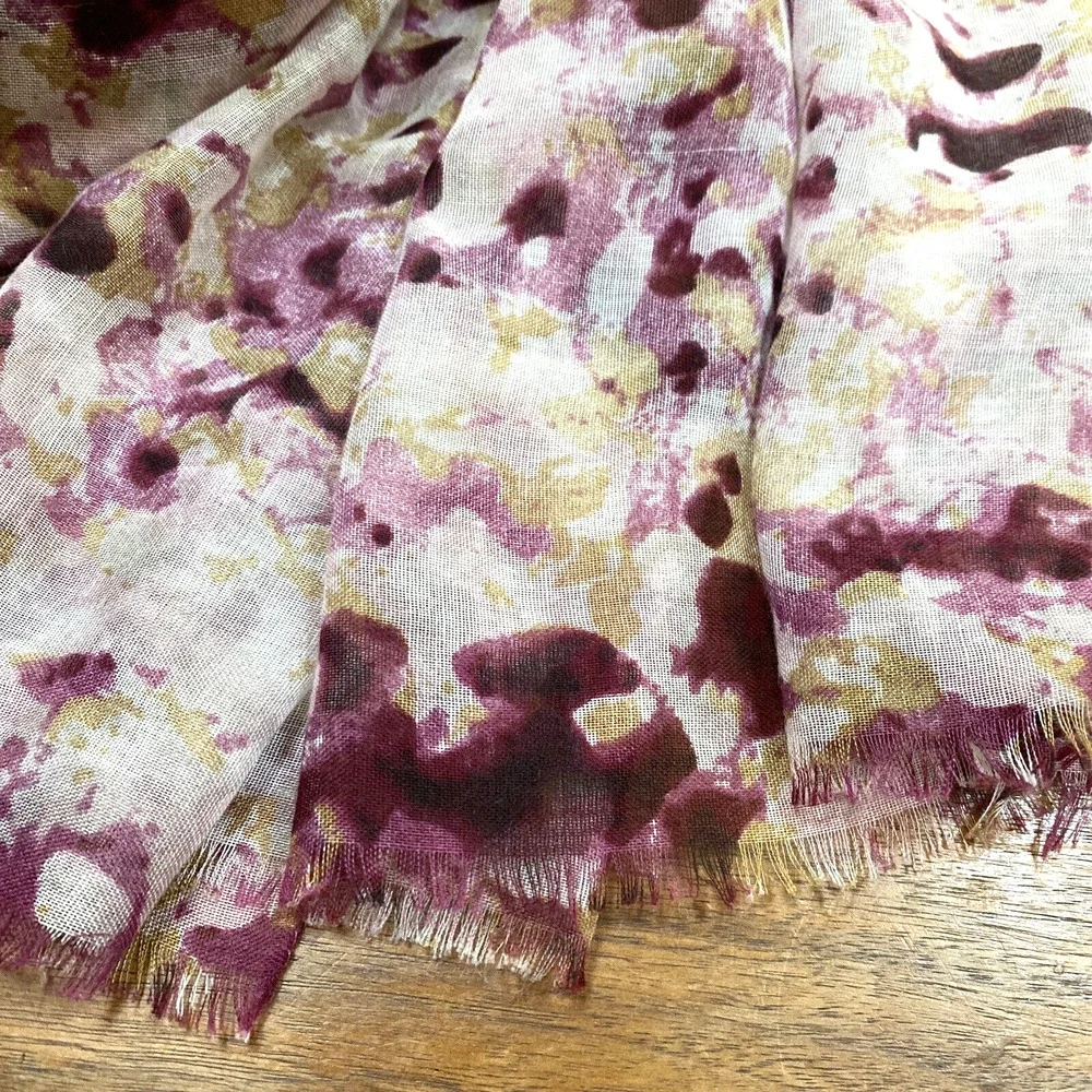 Van Heusen Woven Scarf Pink & Tan Abstract Floral Wrap Beachy Boho Romantic Pink